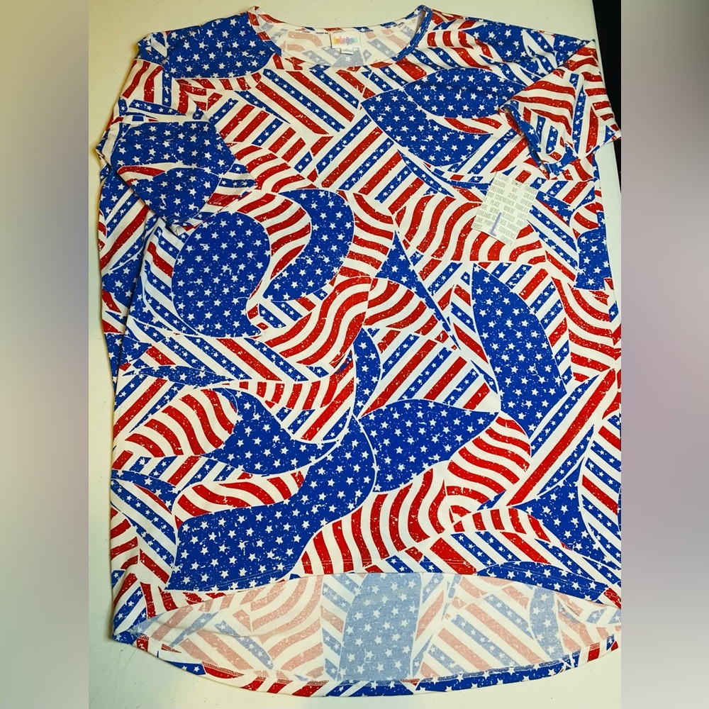 Patriotic Women’s Lularoe Irma Tunic Red, White and Blue size L